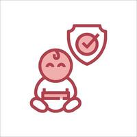 Baby with shield icon, illustration vector