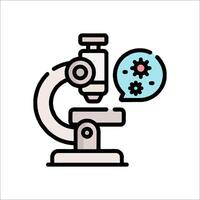 Microscope icon with a speech bubble and a microscope vector