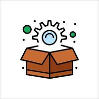 A box with gears inside and a green dot vector