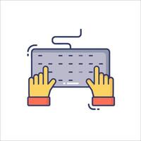 Hands typing on a keyboard icon vector