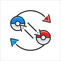 Pokemon go icon with two red and blue balls vector