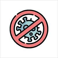 No virus sign with a red circle and a blue line vector