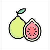 A green and red fruit with a slice cut out of it vector