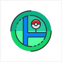 Pokemon go icon with a map and a poke ball vector