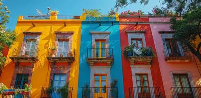 Colorful Row Houses With Balconies in Mexico City photo