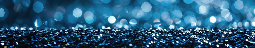 Abstract Blue Glitter Background With Bokeh Lights photo
