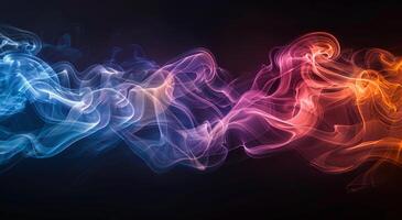 Abstract Colorful Smoke Swirls on Dark Background photo
