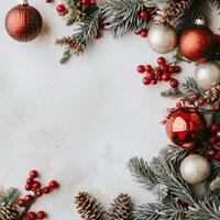 Christmas Frame With Pine Branches photo