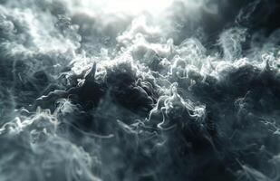 Abstract White Smoke Swirling In Dark Blue Atmosphere photo