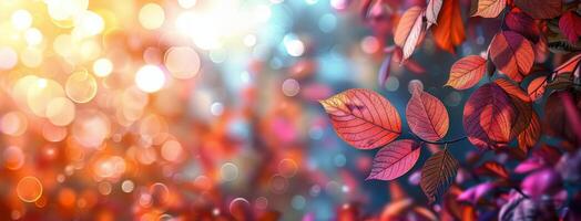 Vibrant Red Autumn Leaves Against A Blurred Bokeh Background photo