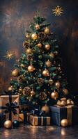 Festive Christmas Tree With Presents photo