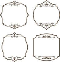 Set of vintage frames and borders isolated on white background. vector