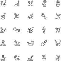 Garden Nursery Thin Line Icons - Editable Stroke vector