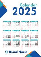2025 date planner, calendar Design 2025 Template, yearly calendar 2025 . vector