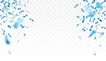 Blue confetti and ribbons. Confetti celebration party background design, Falling shiny blue confetti isolated on a white background vector