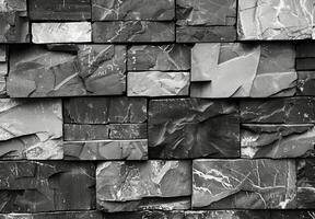 Black And White Stone Wall Texture In An Abstract Pattern photo