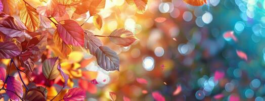 Vibrant Red Autumn Leaves Against A Blurred Bokeh Background photo