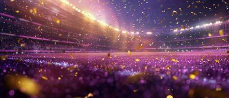 Purple And Gold Confetti Falling On A Stage photo