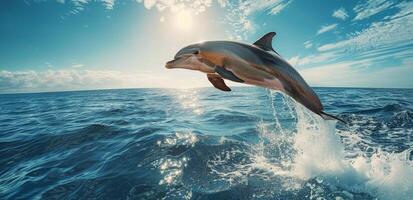Dolphin Leaping From the Ocean Waves on a Sunny Day photo