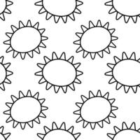 Outline sun with rays Stylized hand drawn icon in trendy minimalism. Sunny weather sign design idea. Isolated illustration Icons, stickers, pointers, posters, cards, tags, labels or web promo vector