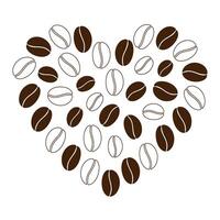 Heart shaped contour and silhouette coffee beans Abstract backdrop Texture Coffee Day greetings idea Isolate EPS for cards, poster, banner, brochure, billboard or web, promo, label or price tag vector