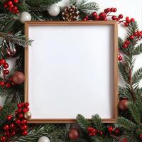 Christmas Frame With Pine Branches photo