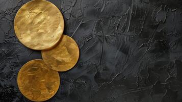 Gold And Black Vases With Dried Flowers photo