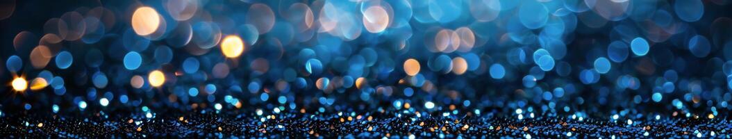 Abstract Blue Glitter Background With Bokeh Lights photo