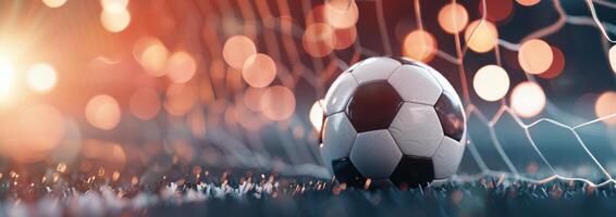 Soccer Ball On A Field At Night photo