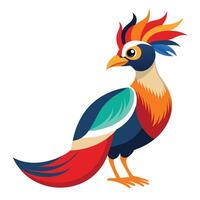 the most beautiful and colorful bird white background. vector