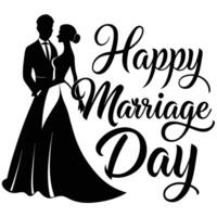 happy marriage day illustration white background vector