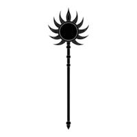 a black and white illustration of a wand with a sun on it vector