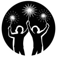 two people holding sparklers in a circle vector