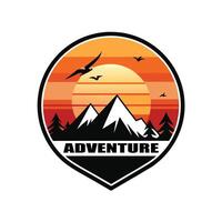 adventure logo with mountains and birds vector