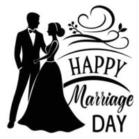 a poster for wedding anniversary with a silhouette. vector