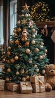 Festive Christmas Tree With Presents photo