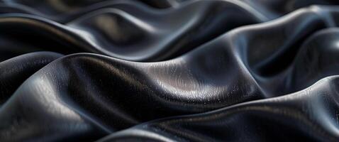 Closeup of Draped Black Satin Fabric With Smooth, Reflective Surface photo