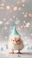 Chick in Party Hat With Lights photo