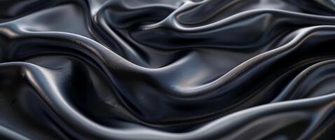 Closeup of Draped Black Satin Fabric With Smooth, Reflective Surface photo