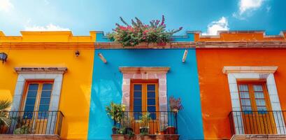 Colorful Row Houses With Balconies in Mexico City photo