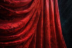 Red Velvet Curtains Draped for a Stage Performance photo