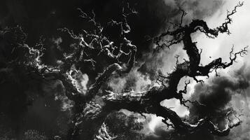 Twisted Tree Under a Dramatic Sky photo
