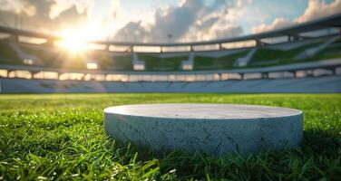 Concrete Platform in an Empty Stadium on a Sunny Day photo