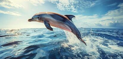 Dolphin Leaping From the Ocean Waves on a Sunny Day photo