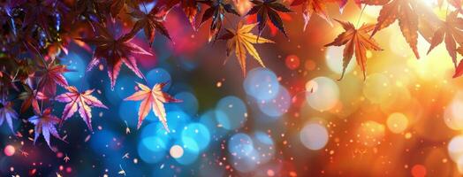 Vibrant Red Autumn Leaves Against A Blurred Bokeh Background photo