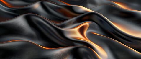Closeup of Draped Black Satin Fabric With Smooth, Reflective Surface photo