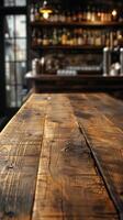 Wooden Table Top at Bar photo