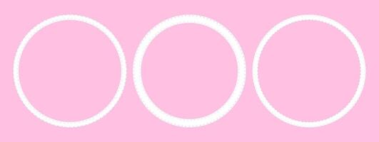 Collection of three white circular frames. Simple and minimalist design. Ideal for graphic design and digital art, eb design elements, framing photos or text. Feminine and calming aesthetic. vector