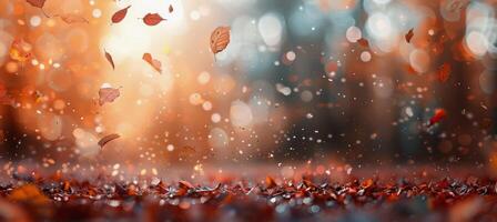Autumn Leaves Falling in Sunlight photo