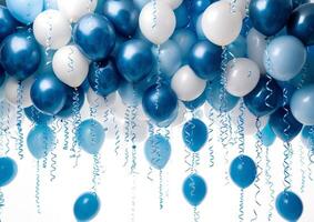 Blue and White Balloons Floating in Air photo